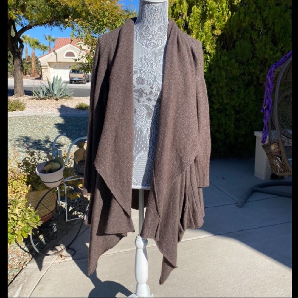FREE PEOPLE Womens Brown Wool Blend Knit Y2K Waterfall Cardigan Sweater Small - Picture 4 of 5
